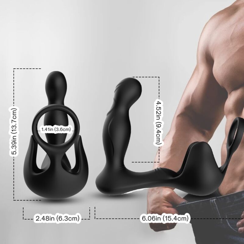 SURROUND VIBRADOR ANAL & ESTIMULADOR TESTÍCULOS & ANILLO CONTROL REMOTO NEGRO