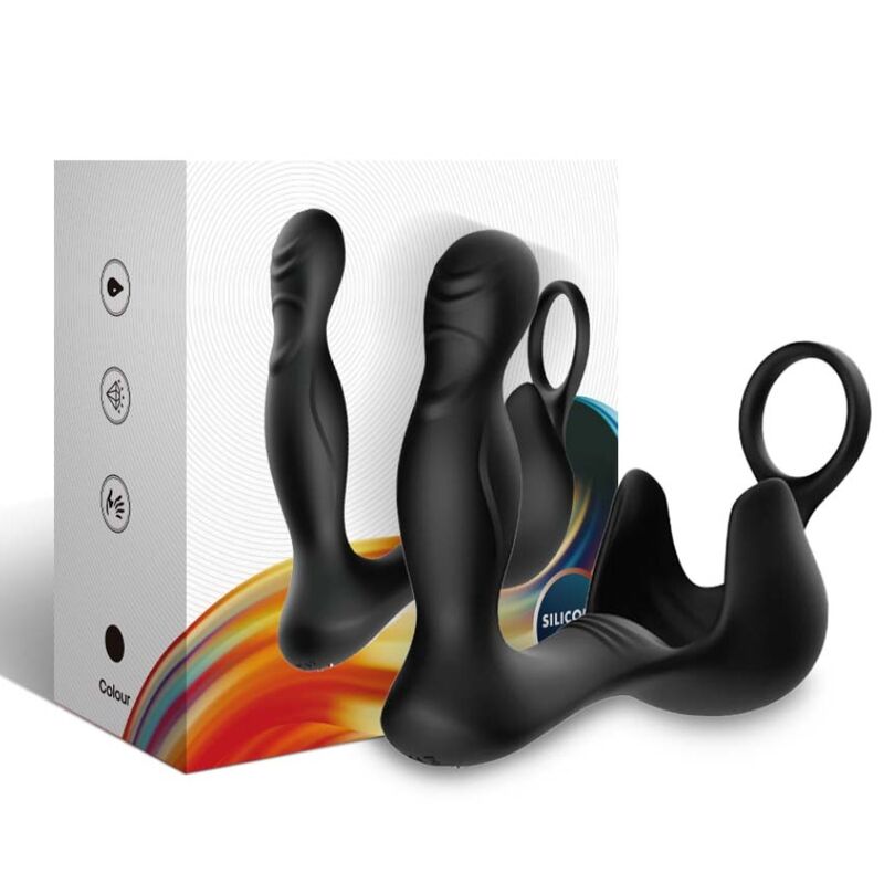 SURROUND VIBRADOR ANAL & ESTIMULADOR TESTÍCULOS & ANILLO CONTROL REMOTO NEGRO