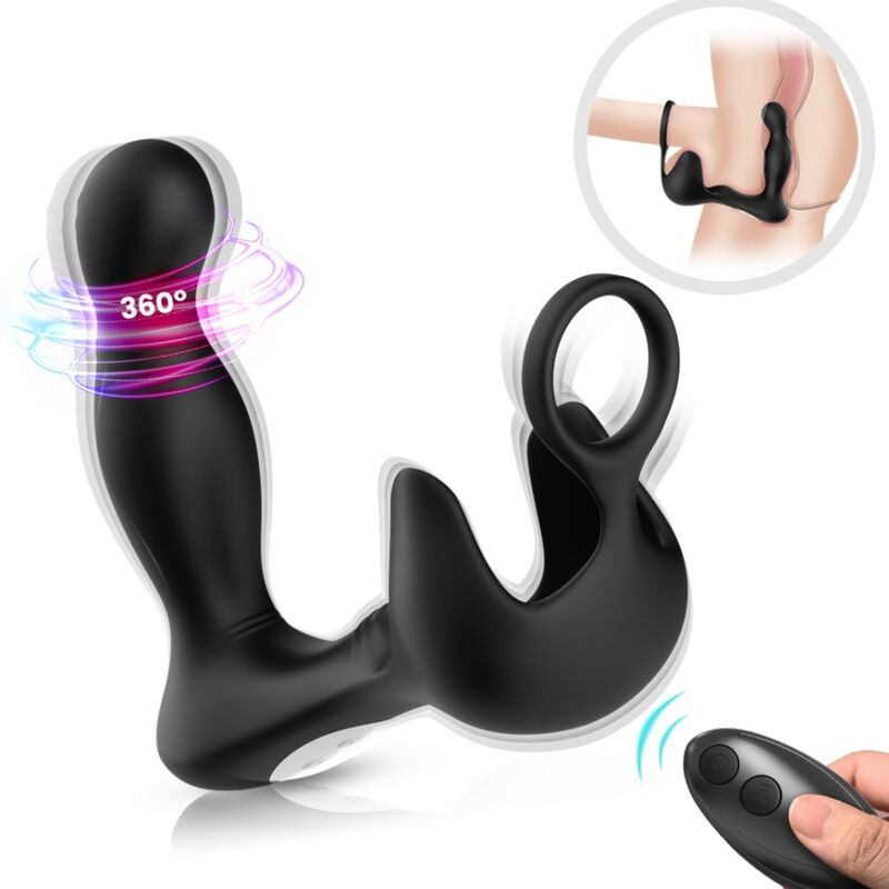 SURROUND VIBRADOR ANAL & ESTIMULADOR TESTÍCULOS & ANILLO CONTROL REMOTO NEGRO